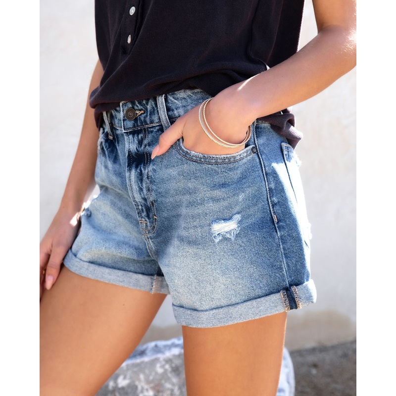 James High Rise Distressed Boyfriend Jean Shorts