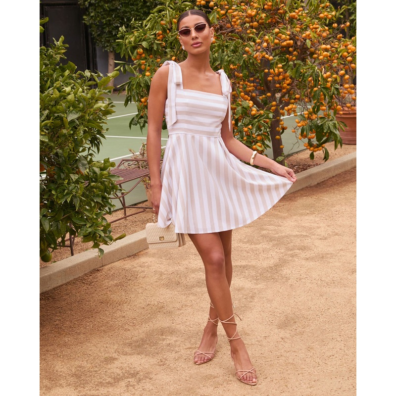 Marigold Striped Mini Dress|Grey/White|XS|S|M|L|XL