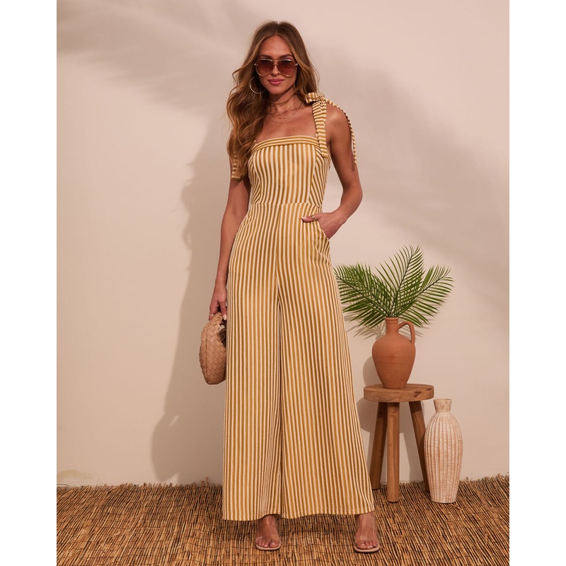 Meet Me Here Striped Fleece Jumpsuit
