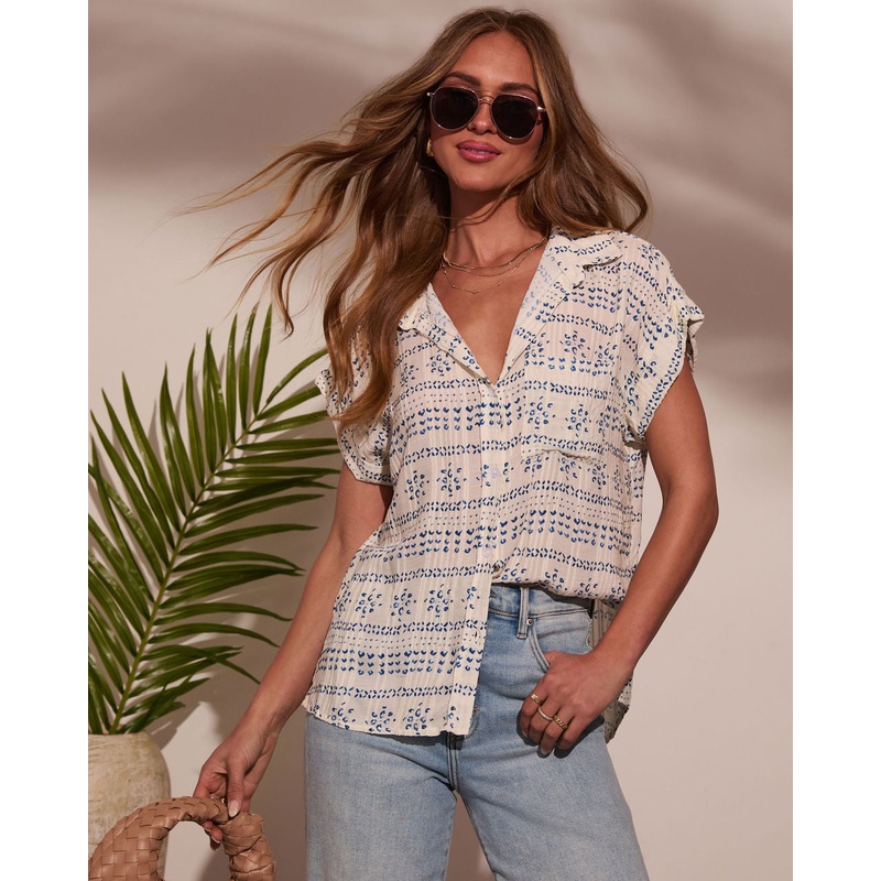 Mistie Abstract Button Down Top