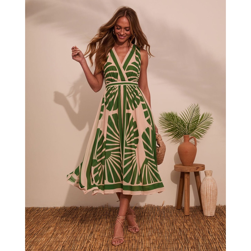 Palm Paradise Printed Midi Dress