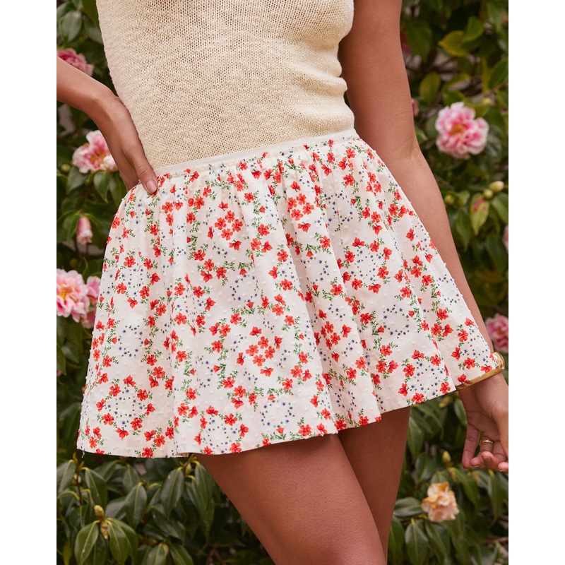 Sunlit Blooms Pleated Floral Mini Skirt