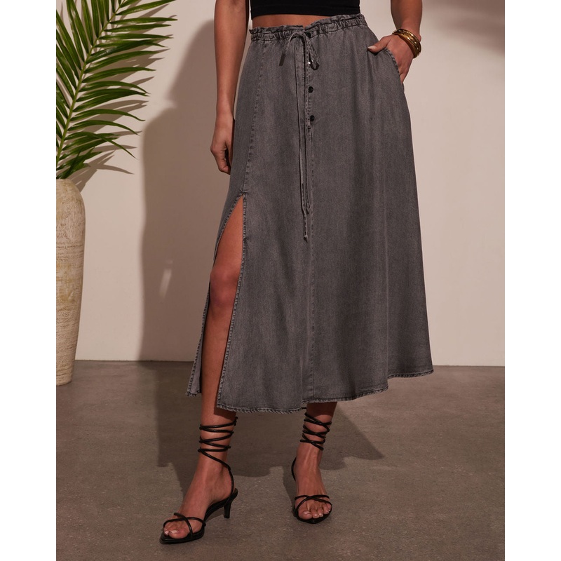 Willow Wander Waist Tie Midi Skirt