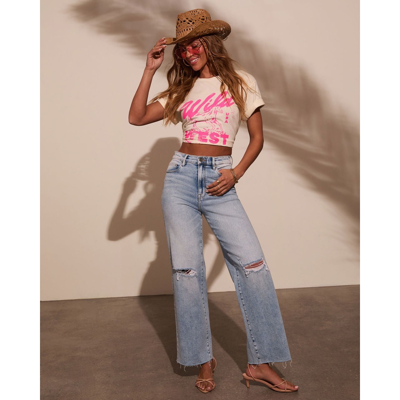 Alec Super Stretch High Rise Distressed Relaxed Denim