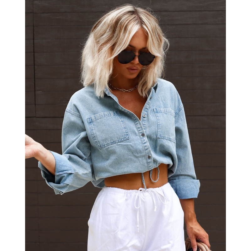 Blues For You Chambray Top|Light Wash|XS|S|M|L|XL