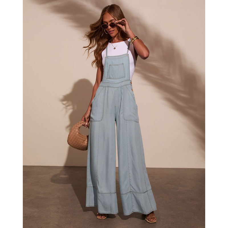 Carah Relaxed Chambray Overalls
