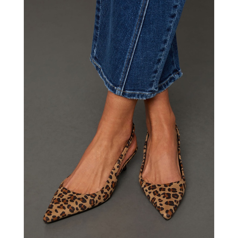 Chic Prowess Leopard Print Slingback Kitten Heels