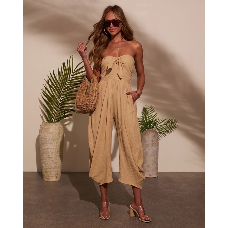 Free Spirited Strapless Tie Front Jumpsuit