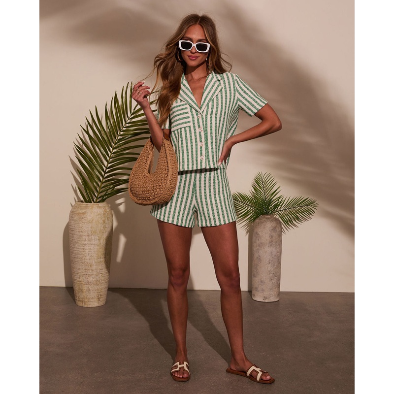 Fresh Feels Striped Collared Button Down Top