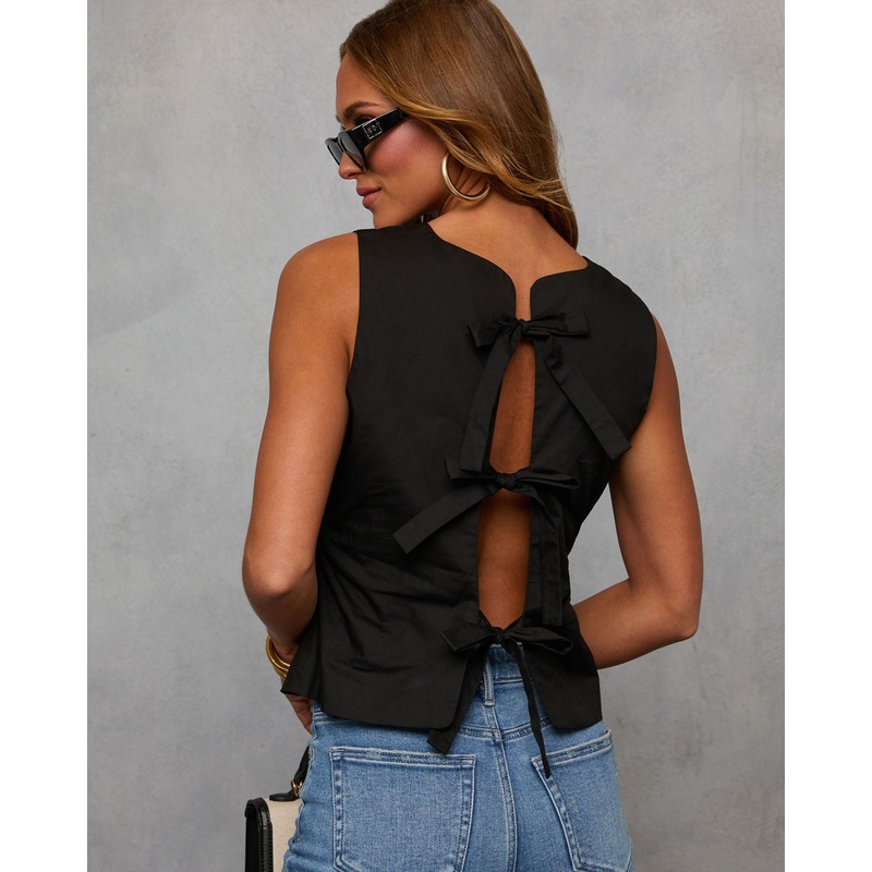 Jaida Back Tie Top|Black|XS|S|M|L|XL