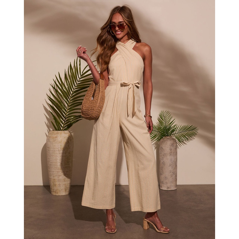 Marielle Halter Tie Waist Jumpsuit