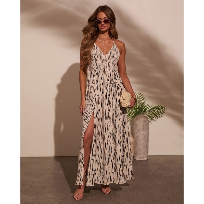 Paulina Abstract Halterneck Maxi Dress