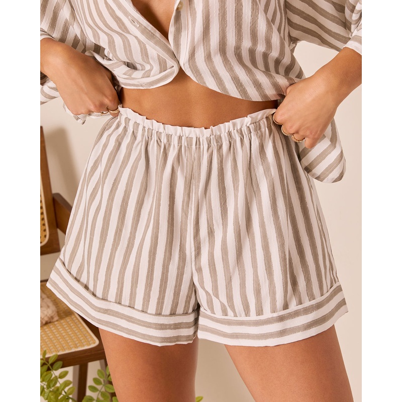 Rosalie Striped Boxer Short|Off-White/Stone|Off-White/Blue|S|M|L