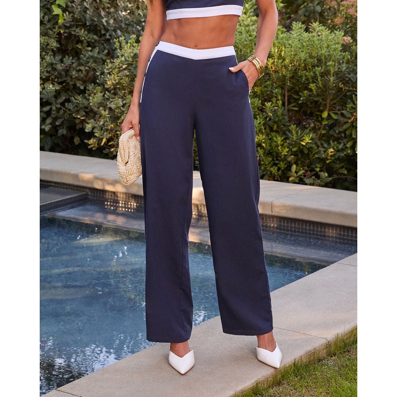 Sorrel Contrast Faux Button Pants
