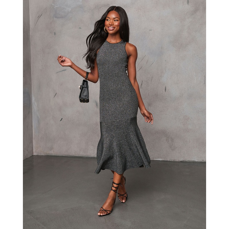 Allira Knit Metallic Mermaid Midi Dress
