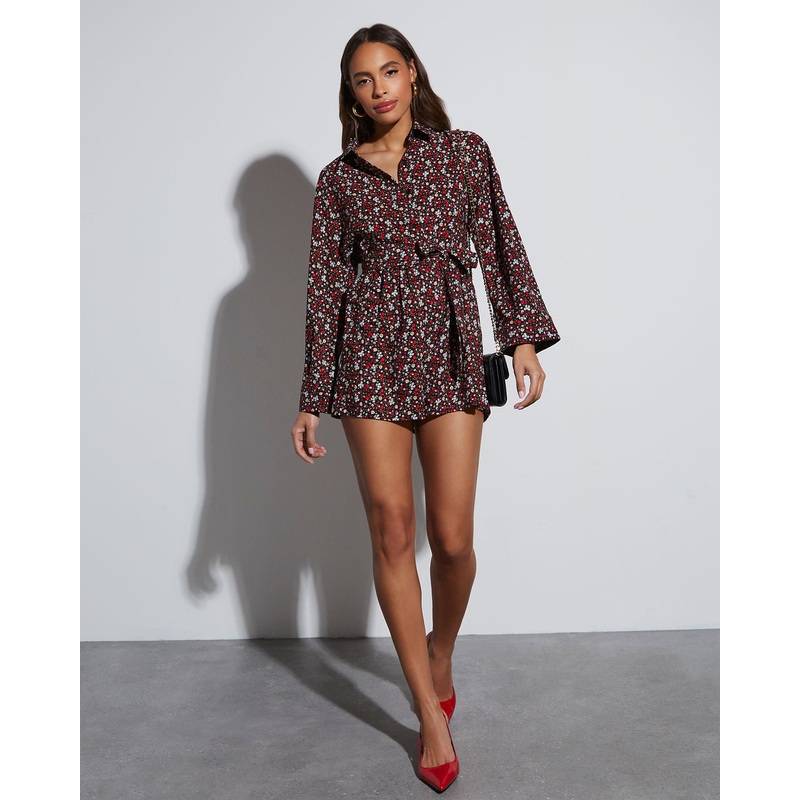 Angelina Printed Button Down Romper