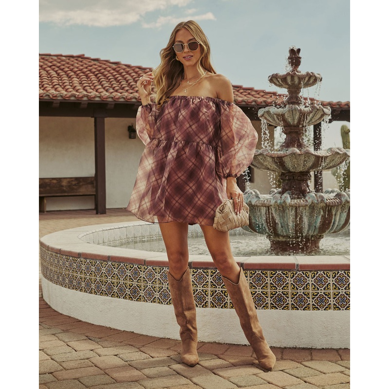 Autumn Sunlight Strapless Chiffon Mini Dress