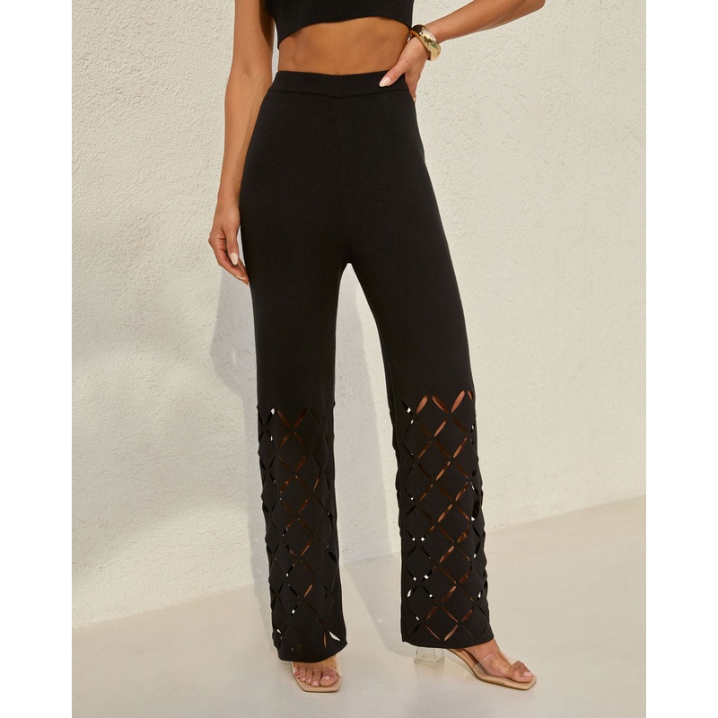 Colette Laser Cut Out Pants|Black|XS|S|M|L|XL