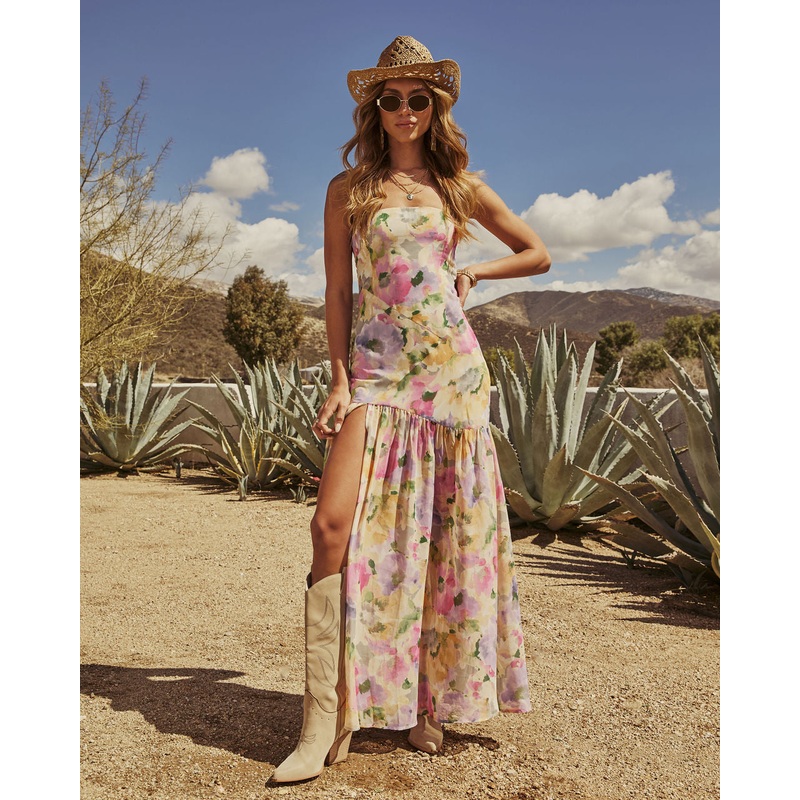 Estella Floral Strapless Maxi Dress
