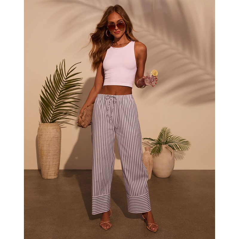 Jailen Striped Waist Tie Pants
