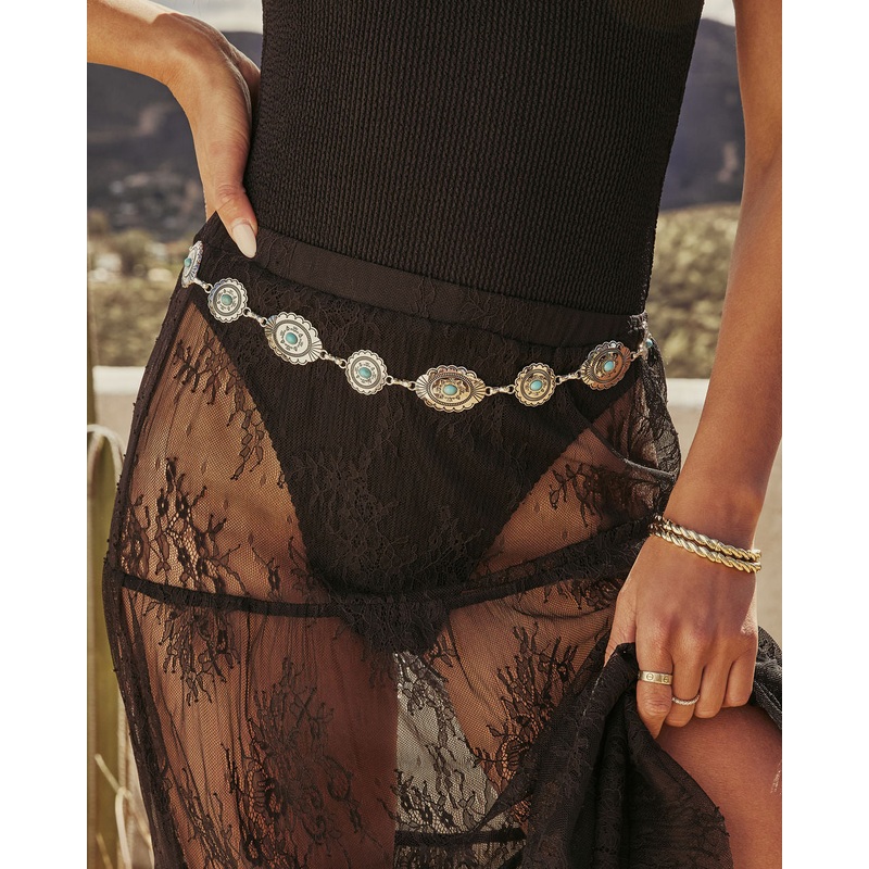 Katie Medallion Chain Belt|Turquoise|O/S