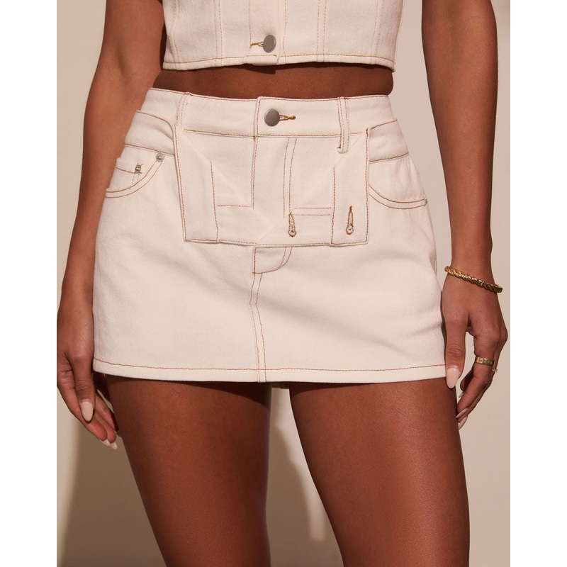 Keena Open Waist Denim Mini Skirt