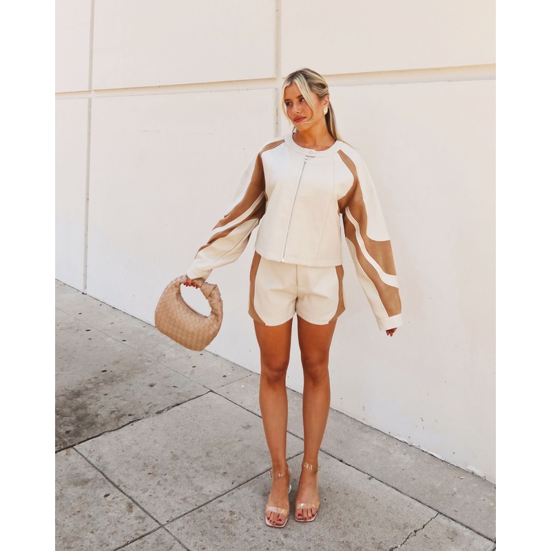 Ledger Mid Rise Faux Leather Shorts