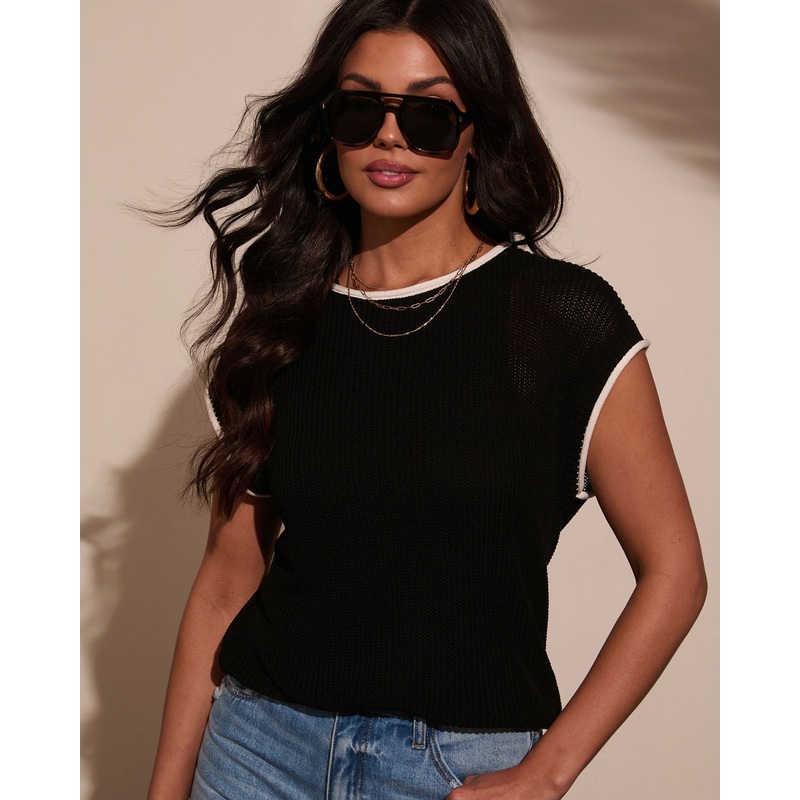 Madeline Knit Contrast Trim Top