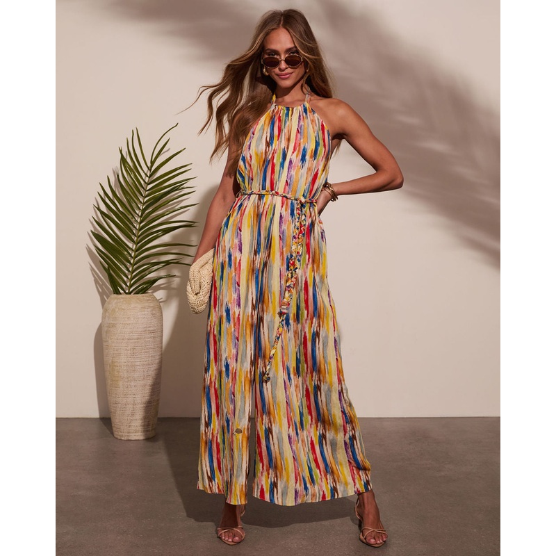 Magic Hour Halter Waist Tie Jumpsuit