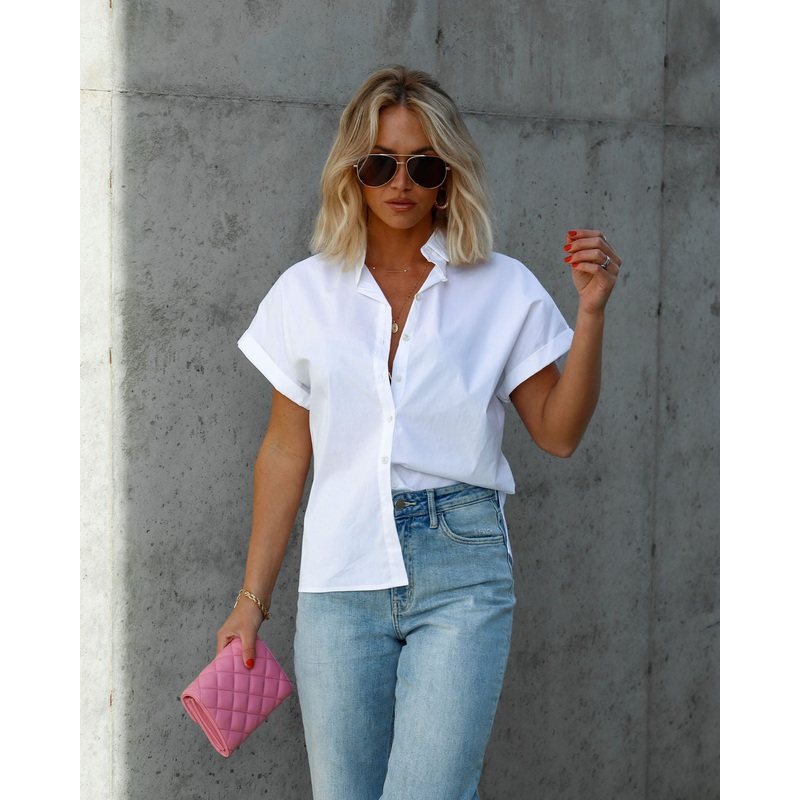 Patty Cotton Blend Button Down Top