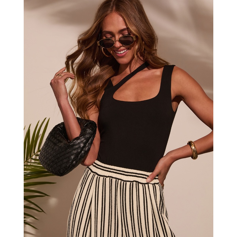 Saison Cutout One Shoulder Knit Bodysuit