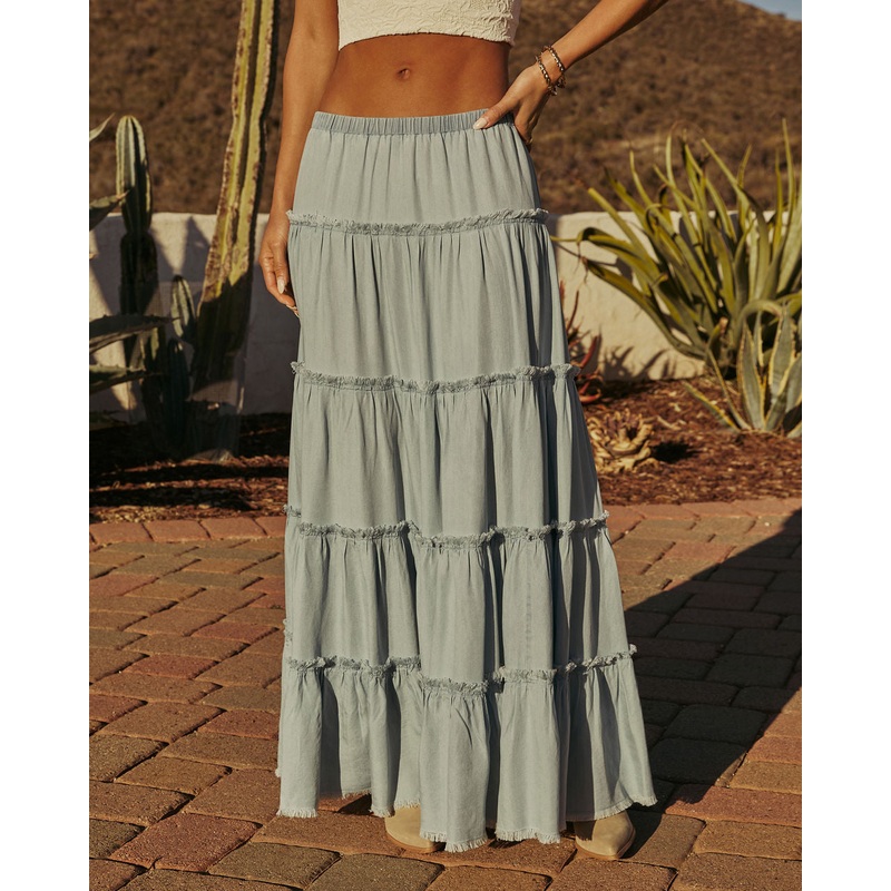 Sandie Tiered Chambray Maxi Skirt