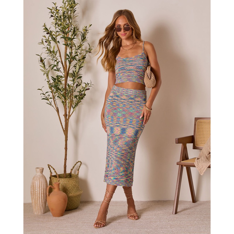 Vaycay Bound Abstract Midi Skirt