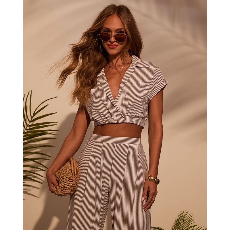 Weekend Trip Pinstripe Crop Top