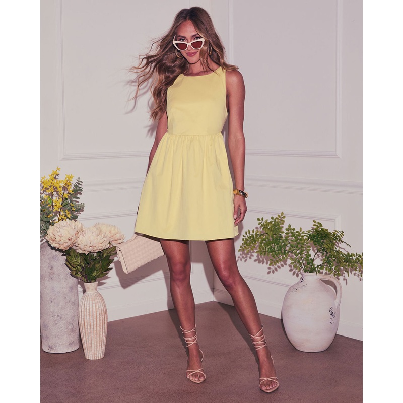 Amie Pleated Mini Dress|Yellow|XS|S|M|L|XL