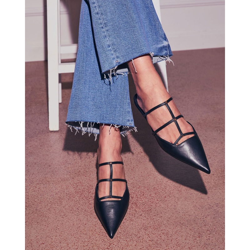 Corie Caged Leather Stud Flats