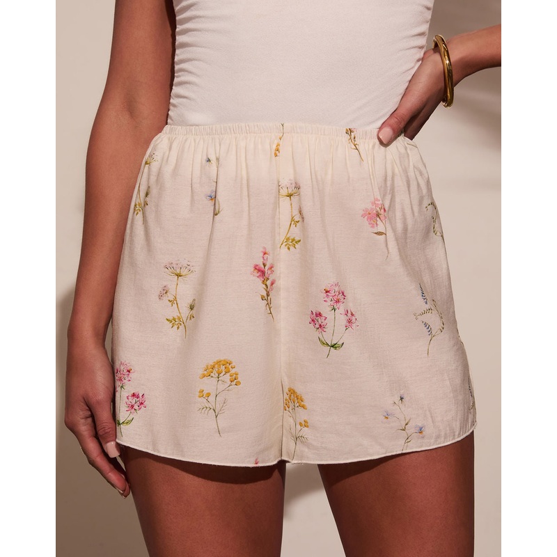 Lenia Floral Relaxed Linen Shorts
