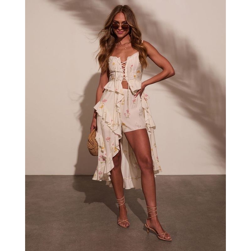 Lenia Ruffled Floral Tunic Top