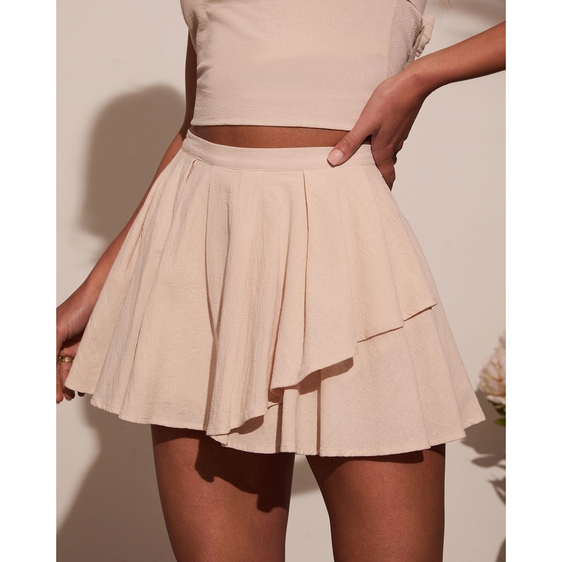 Pennie Pleated Mini Skort|Ivory/Beige|S|M|L