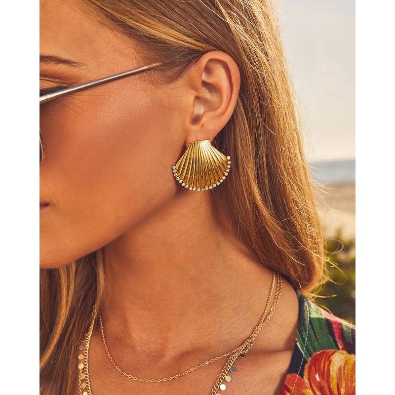 Sandie Seashell Stud Earrings|Gold|O/S