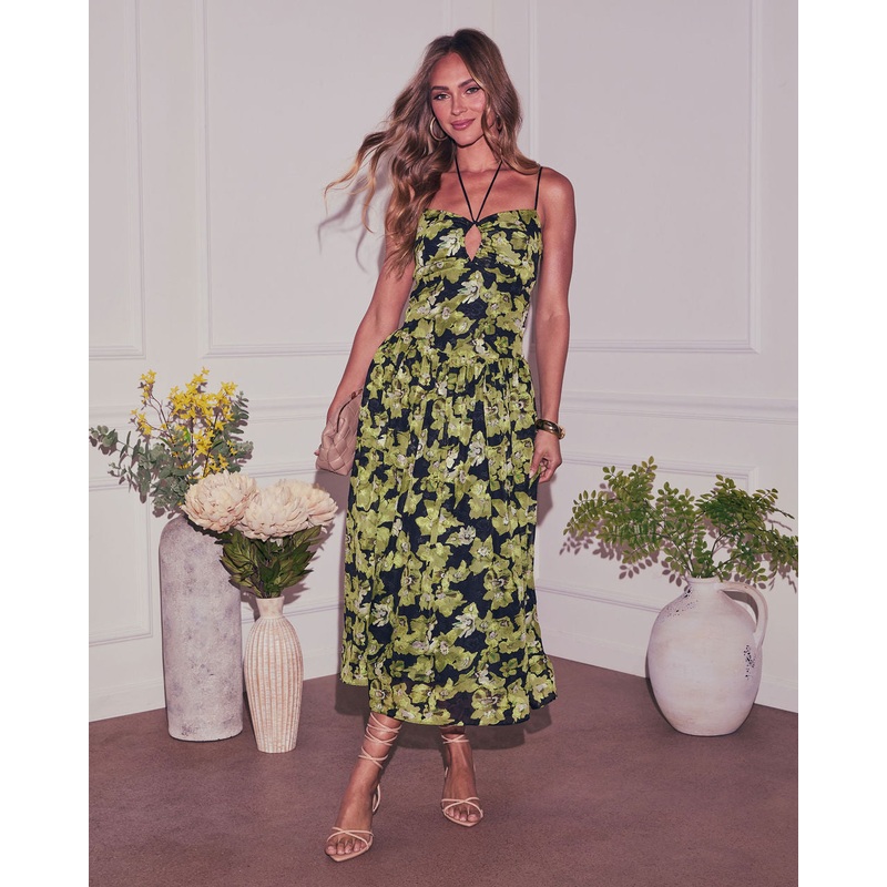 Sasha Floral Halter Midi Dress