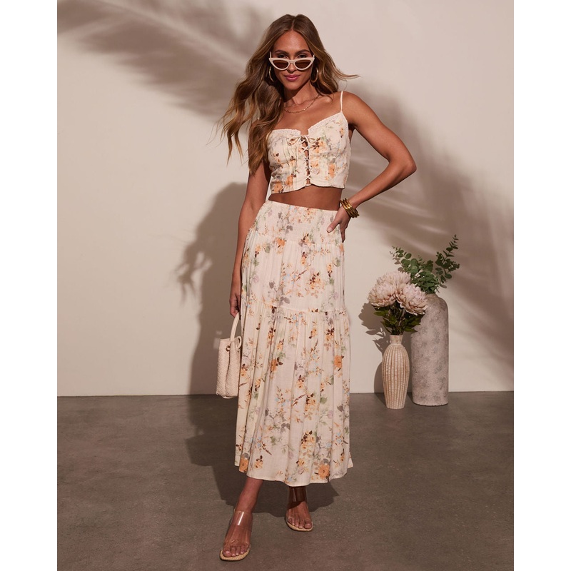 Sightseer Tiered Floral Maxi Skirt
