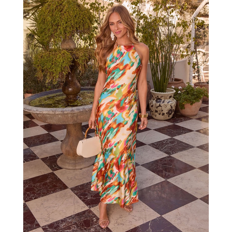 Till Sunrise Abstract Maxi Dress