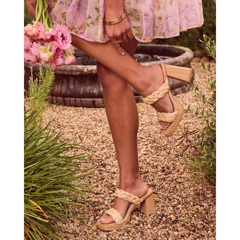 Anyah Braided Raffia Heel Sandals