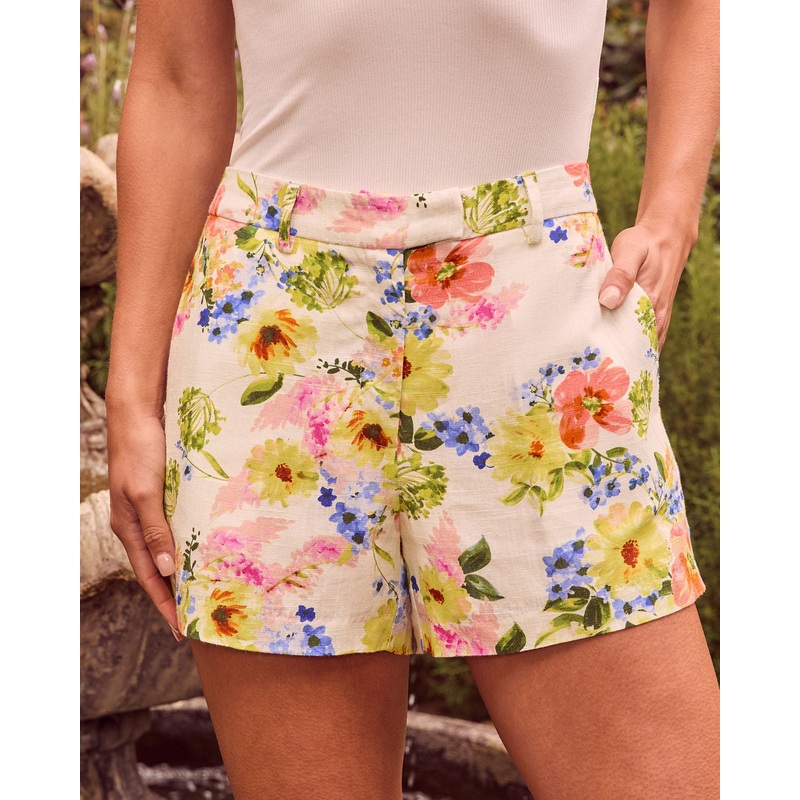 April Showers Floral Suiting Shorts
