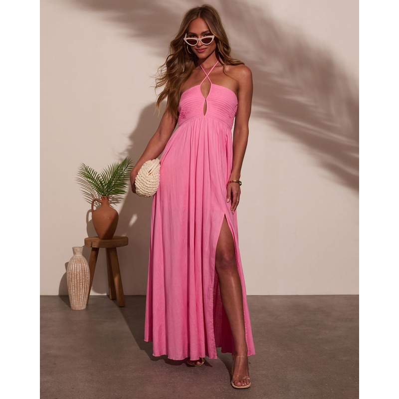 Bellen Halter Maxi Dress|Hot Pink|S|M|L