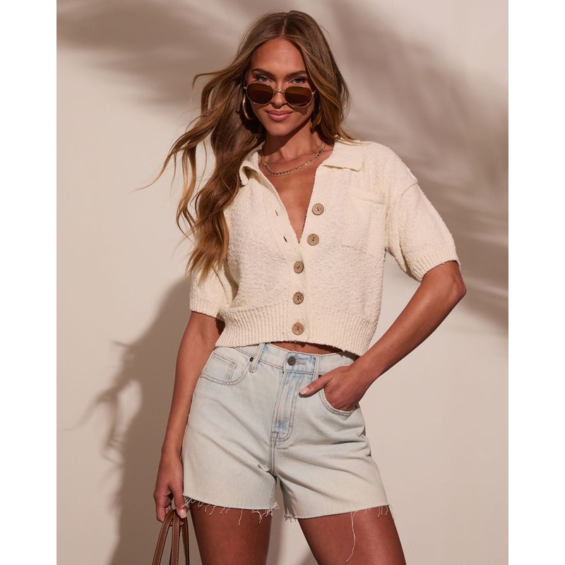 In My Dreams Curled Knit Top|Beige|XS|S|M|L|XL