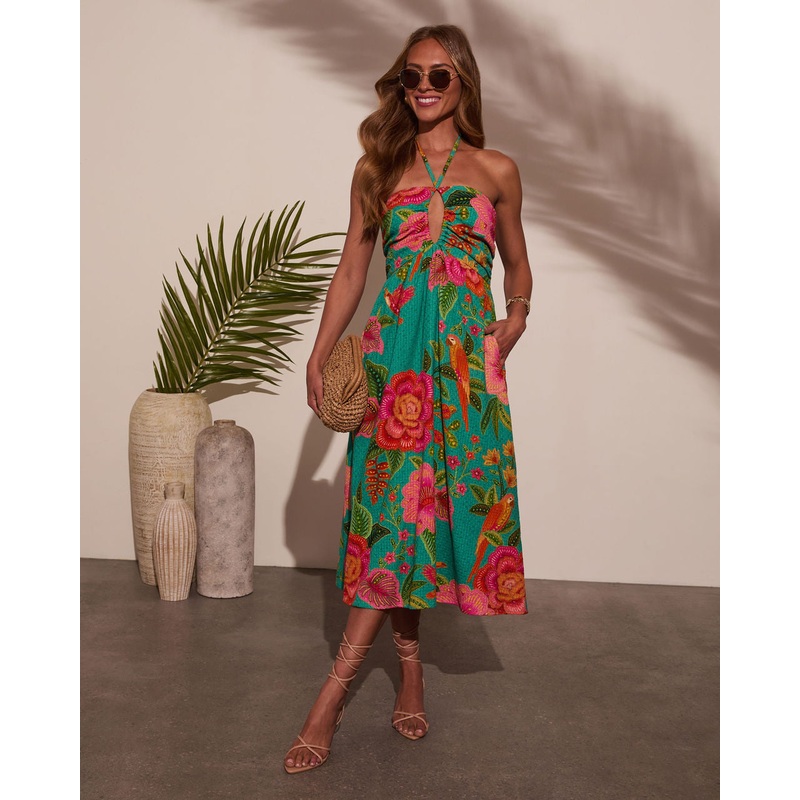 Jessica Floral Halter Midi Dress