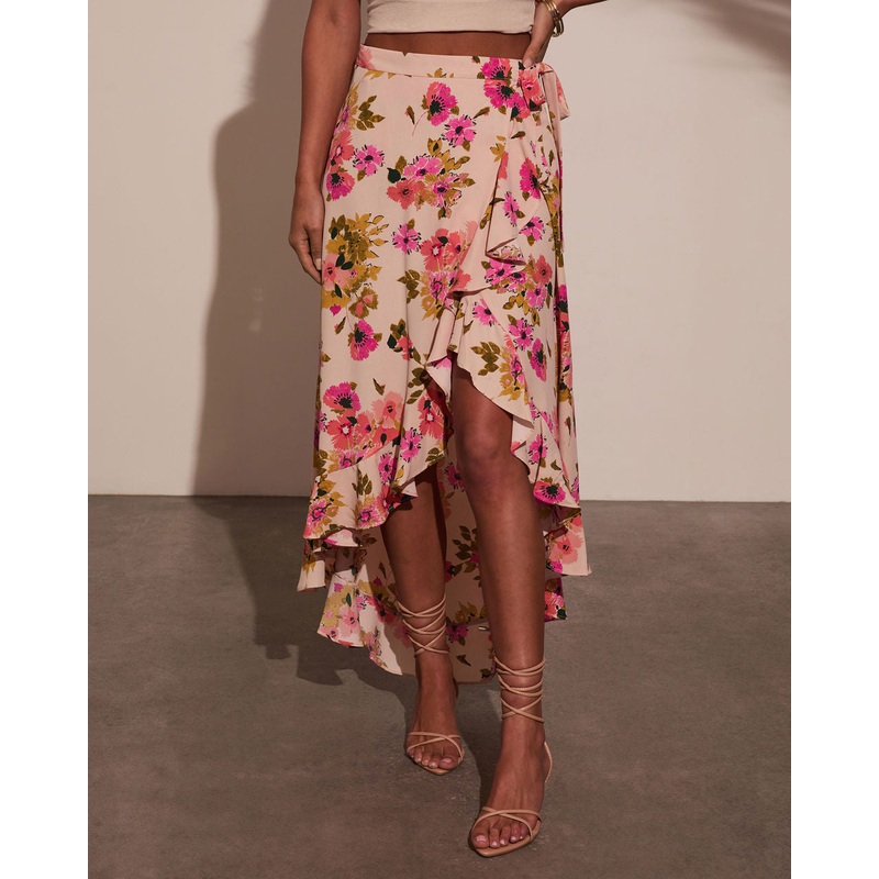 Kemie Floral Wrap Midi Skirt|Pink Multi|S|M|L