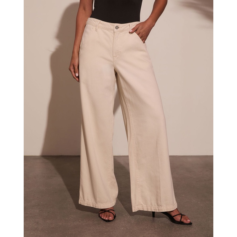 Leema Stretch Wide Leg Twill Pants